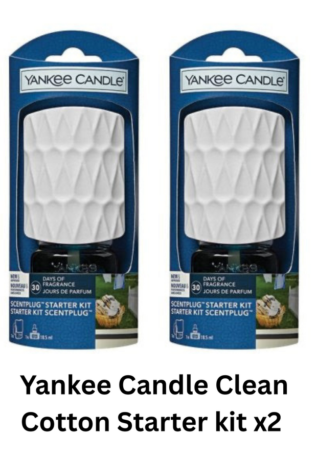 2 Clean Cotton Yankee Candle Starter kit with Base Dmtify Store