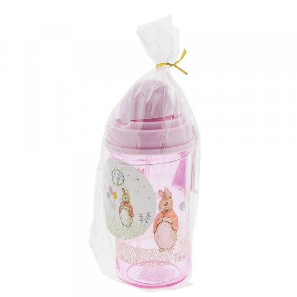 Flopsy and Peter Rabbit Reusable BPA Free Water Bottles - 9oz/270ml Blue, Pink, With Lid and Straw, Leak Proof, With Handle