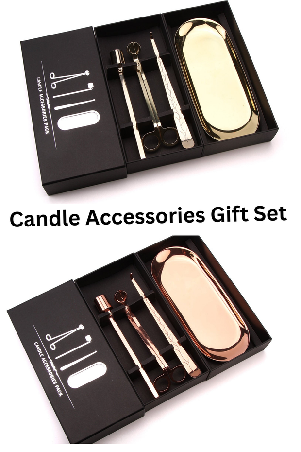 Candle Accessories Gift Set includes Candle Trimmer, Snuffer, Dipper and Tray  in a gift box. Pair with Matching Colour Candle Starters. - DMTIFY