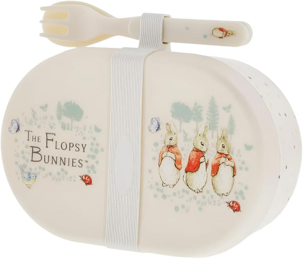 Beatrix Potter Flopsy and Peter Rabbit Lunch Box and Cutlery Set Multicolour, Multi grid, Lunch Containers for Kids & Baby, Back to School Supplies, Food Prep Lunch Container, Kitchen Gadgets