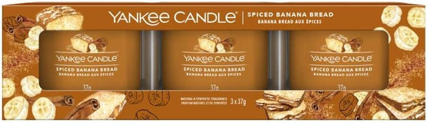 Yankee Candle Filled Votive Candle(3 in 1)  Gift Set. Up to 12 Hrs, White Spruce and Grapefruit, Black Tea and Lemon, Soft Wood and Amber, Ice Berry Lemonade, Tropical Breeze, Spiced Banana, Cucumber Mint