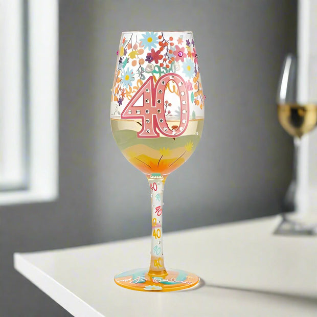 Lolita Milestone Gem-Spangled Birthday Celebration Wine Glass 18th 21st 40th 50th Special Birthday