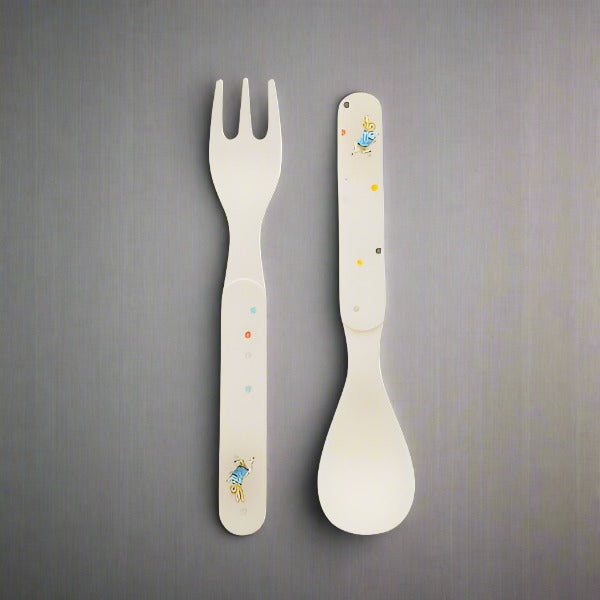 Peter Rabbit Collection: Flopsy Fork and Spoon Set - Certified Food Safe, Microwave & Dishwasher Safe, Feeding Accessories, Toddler Dinnerware, Eating Essential, Eco Friendly Feeding Utensils,