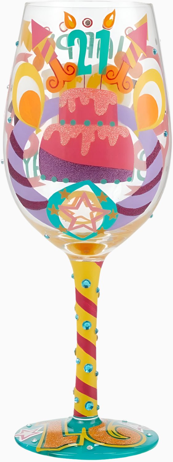 Lolita Gem-Spangled Birthday Celebration Wine Glass, Happy Birthday Girl, Birthday Streamers