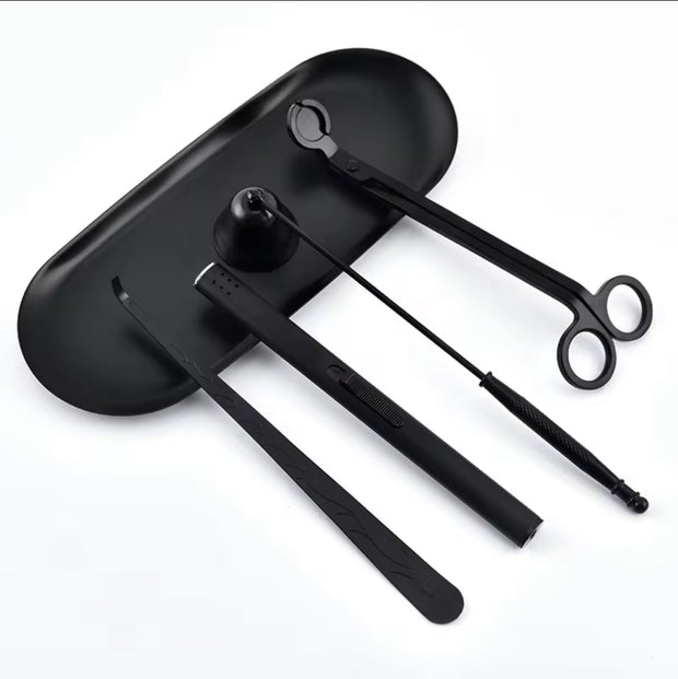 Candle Accessories Gift Set includes Candle Trimmer, Snuffer, Dipper and Tray  in a gift box. Pair with Matching Colour Candle Starters.