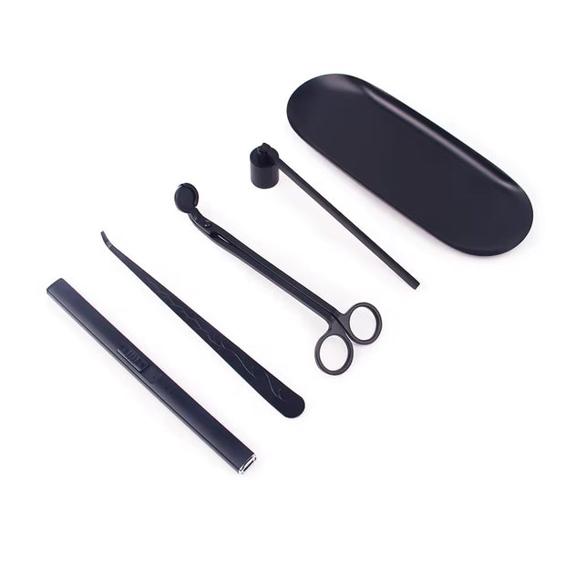 Candle Accessories Gift Set includes Candle Trimmer, Snuffer, Dipper and Tray  in a gift box. Pair with Matching Colour Candle Starters.