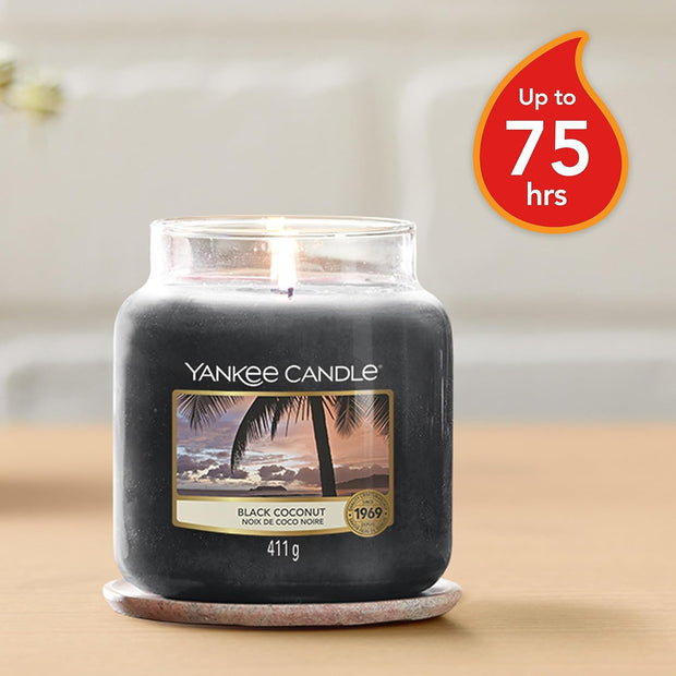 Yankee Candle Scented Candle | Black Coconut Medium Jar Candle| Burn Time: Up to 75 Hours - DMTIFY Store