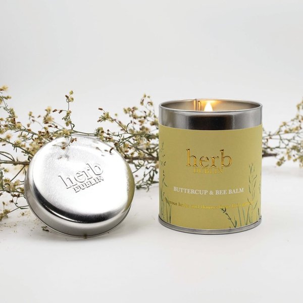 Herb Dublin Natural Wax Tin Candle Burn Time 40 Hrs Buttercup And Bee Balm, Lavender, Comfort And Joy, Lemongrass And Ginger, Mistletoe & Wine, Peppermint, Eucalyptus And Lime, Rhubarb And Fresh Garden Mint