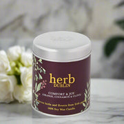 Herb Dublin Natural Wax Tin Candle Burn Time 40 Hrs Buttercup And Bee Balm, Lavender, Comfort And Joy, Lemongrass And Ginger, Mistletoe & Wine, Peppermint, Eucalyptus And Lime, Rhubarb And Fresh Garden Mint