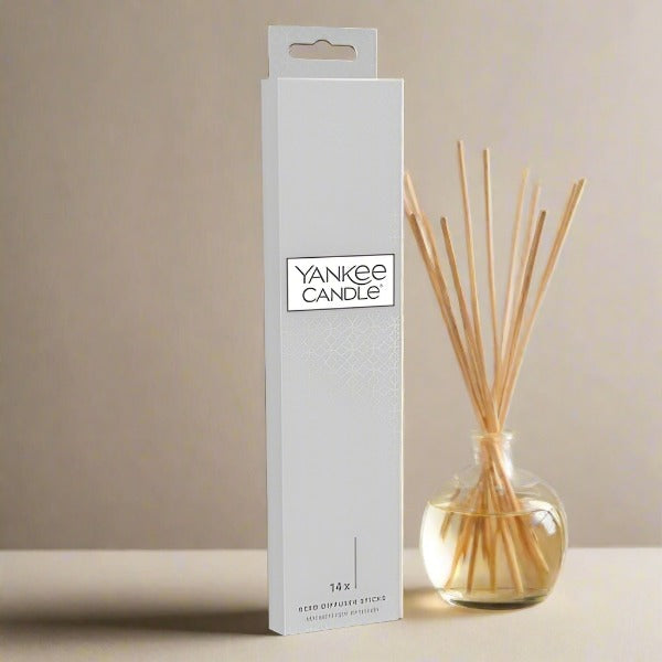 Yankee Candle Reed Diffuser Refill Sticks- 14 All-Natural Rattan Reed Wood Sticks, Essential Oil Aroma Diffuser Replacement Sticks For Home and Office