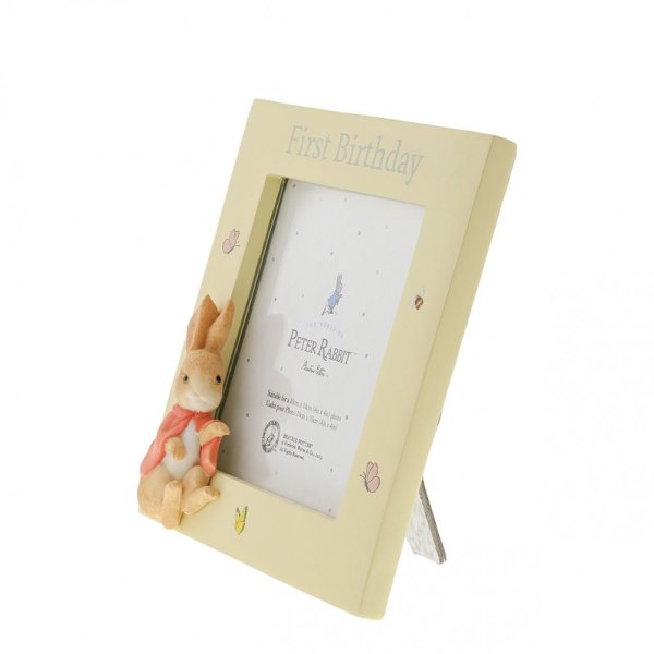 Beatrix Potter Peter Rabbit and Flopsy New Born and My First Birthday Photo Frame Holds 10cm x 10cm (4in x 4in) 1st Birthday Photo Frame Boy Girl Little One