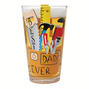 Lolita Designs Best Dad Ever Tool Belt Hand-Painted Artisan Beer Pint Glass, 16 Ounce, Multicolor