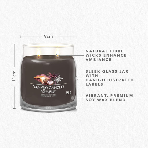 Yankee Candle Scented Candle | Black Coconut Medium Jar Candle| Burn Time: Up to 75 Hours