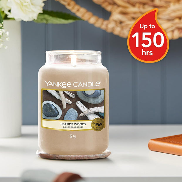 Yankee Candle Scented Candle, Seaside Woods Large Jar Candle, Burn Time: Up to 150 Hours [Energy Class A] - DMTIFY Store