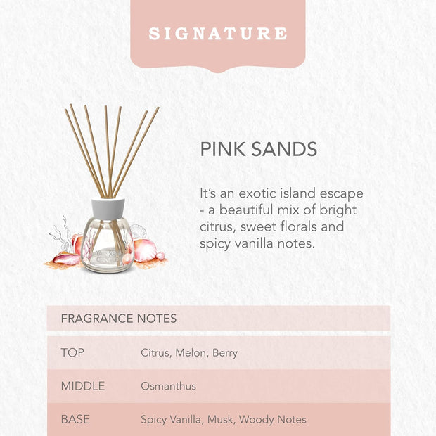 Yankee Candle Signature Reed Diffuser Refill | Pink Sands, Clean Cotton, Ocean Air, 200ml | Up to 20 weeks of Fragrance | Perfect Gifts for Women