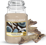 Yankee Candle Scented Candle, Seaside Woods Large Jar Candle, Burn Time: Up to 150 Hours [Energy Class A] - DMTIFY Store