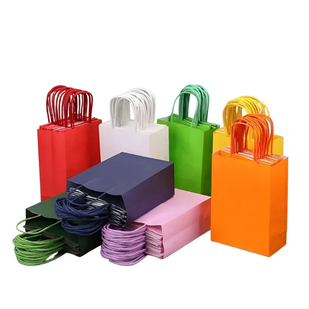 Rainbow Rendezvous Paper Gift Bags: 10PCS Assorted Colour Gift Paper Bags - DMTIFY Store