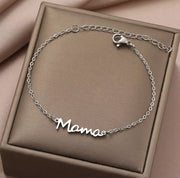 Chic Stainless Steel 'Mama' Letter Pendant Bracelet - Fashionable Gift for Stylish Moms