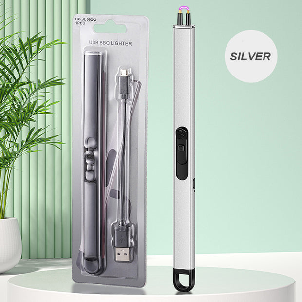 USB BBQ lighter with packaging on a light green background