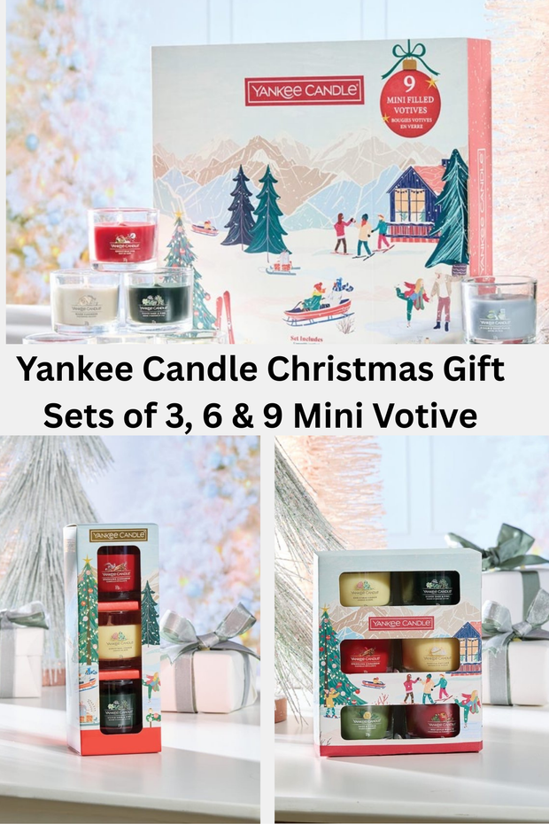 Yankee Candle Christmas gift set of 3, 6 and 9 Classic Mini Filled Votive Candle Set, Perfect Holiday Gift - DMTIFY