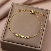 Chic Stainless Steel 'Mama' Letter Pendant Bracelet - Fashionable Gift for Stylish Moms - DMTIFY Store