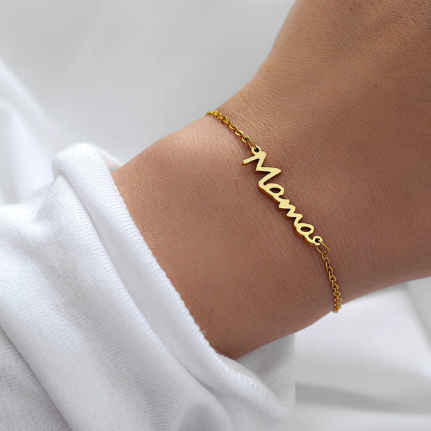 Chic Stainless Steel 'Mama' Letter Pendant Bracelet - Fashionable Gift for Stylish Moms - DMTIFY Store