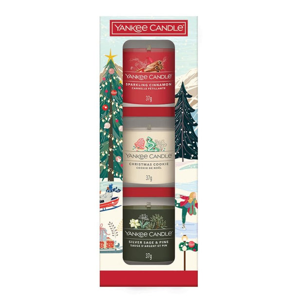 Yankee Candle Christmas gift set of 3, 6 and 9 Classic Mini Filled Votive Candle Set, Perfect Holiday Gift - DMTIFY