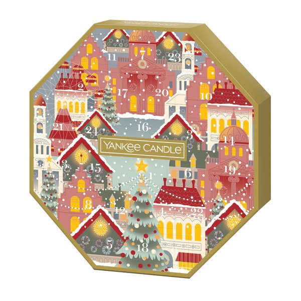 Yankee Candle - Advent Calendar Advent Wreath 2024 Christmas | 24 Tea Lights | 1 Tea Light Holder | Passport to the Holidays - DMTIFY
