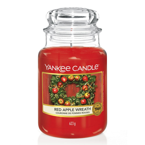 Yankee Candle Scented Large Jar Red Apple Wreath 110-150hrs 623g 10.7cm x 16.8cm - DMTIFY Store