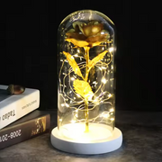 Galaxy Rose in Glass Dome with LED Light – Valentine's Day Gift & Décor with Free Batteries and Card